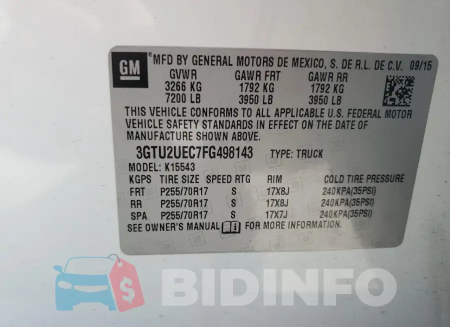 3GTU2UEC7FG498143 Photo# 12