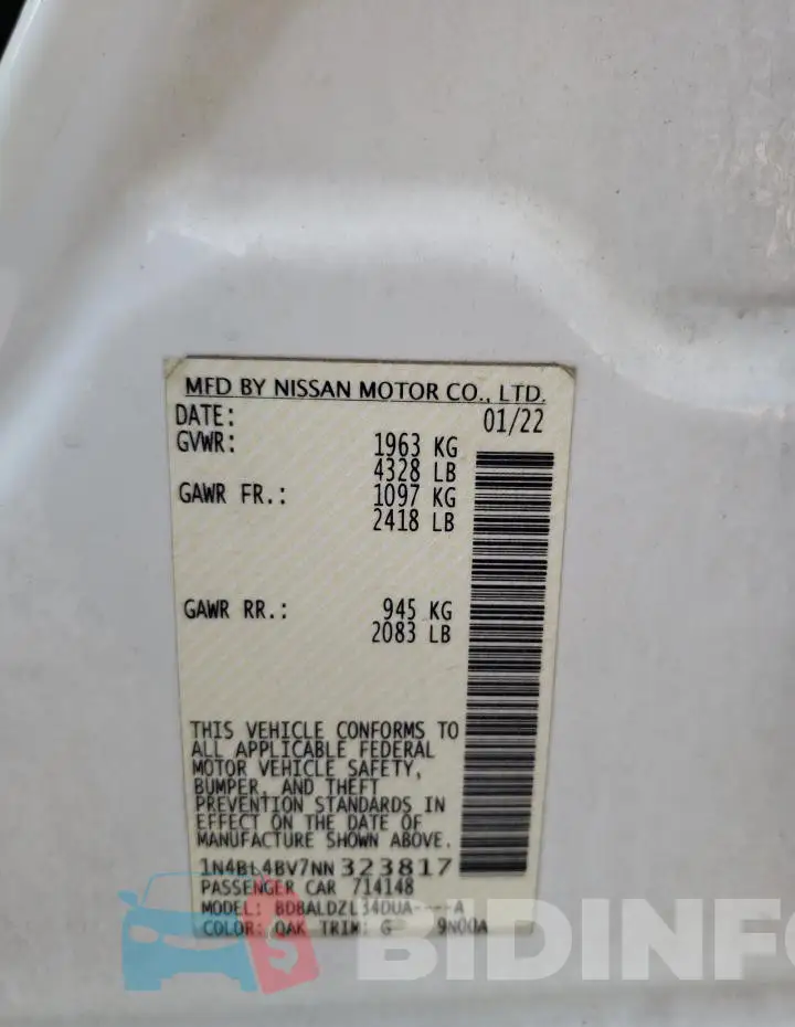 1N4BL4BV7NN323817 Photo# 12