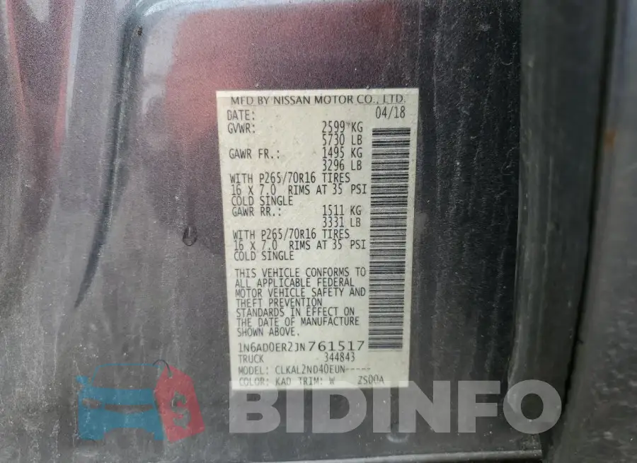1N6AD0ER2JN761517 Photo# 13