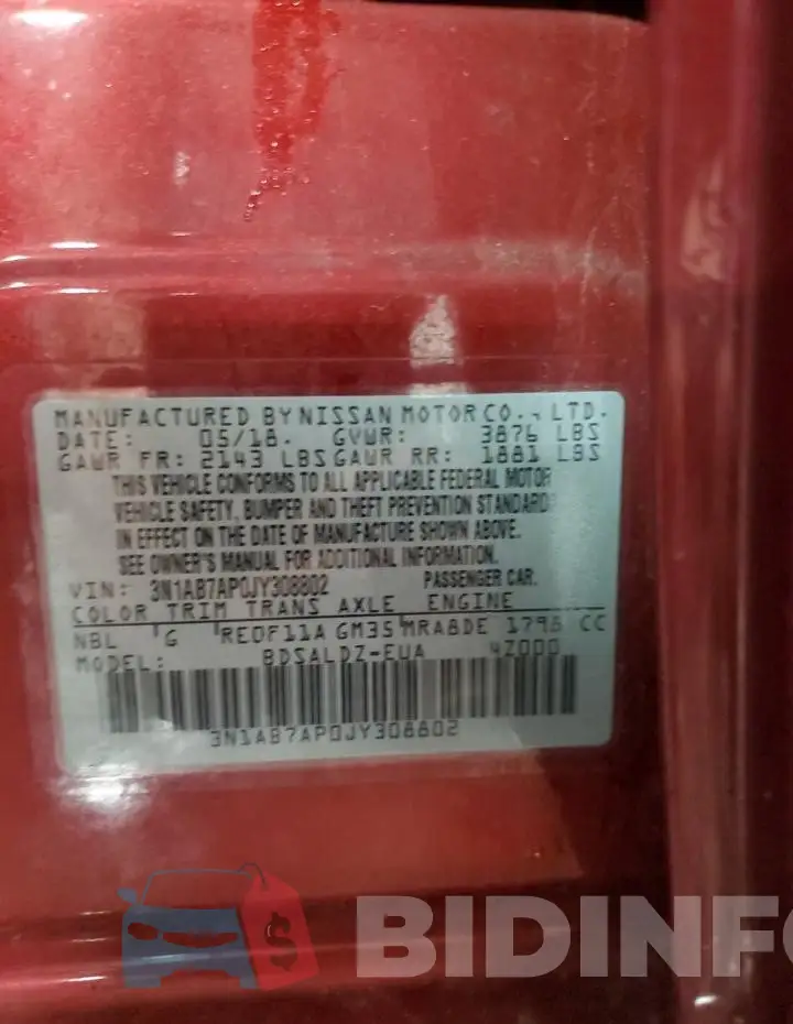 3N1AB7AP0JY308802 Photo# 13