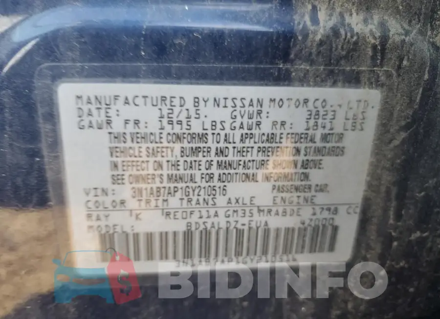 3N1AB7AP1GY210516 Photo# 12