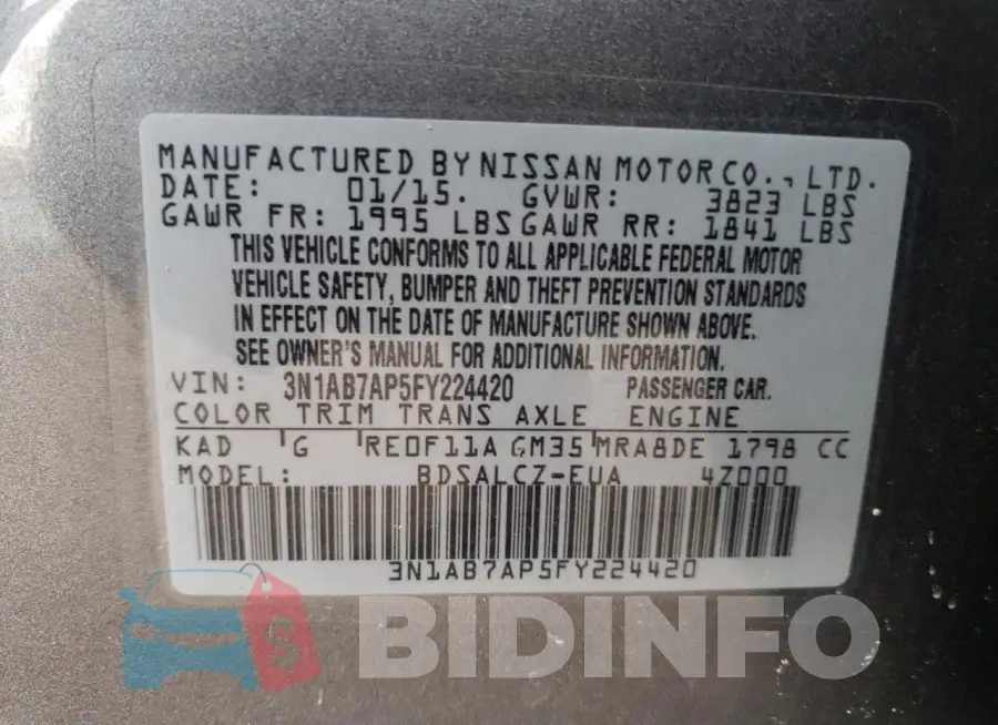 3N1AB7AP5FY224420 Photo# 12