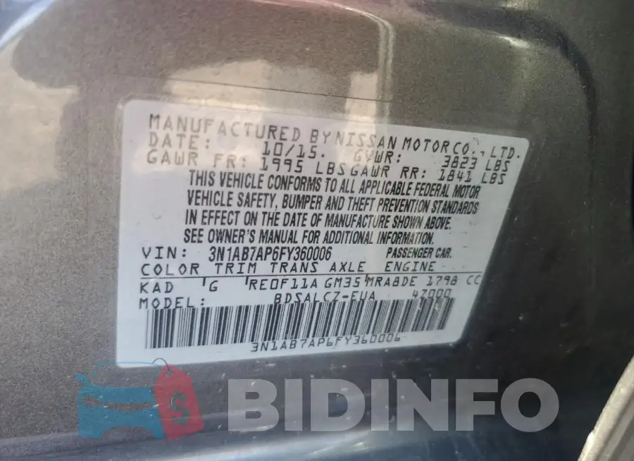 3N1AB7AP6FY360006 Photo# 12