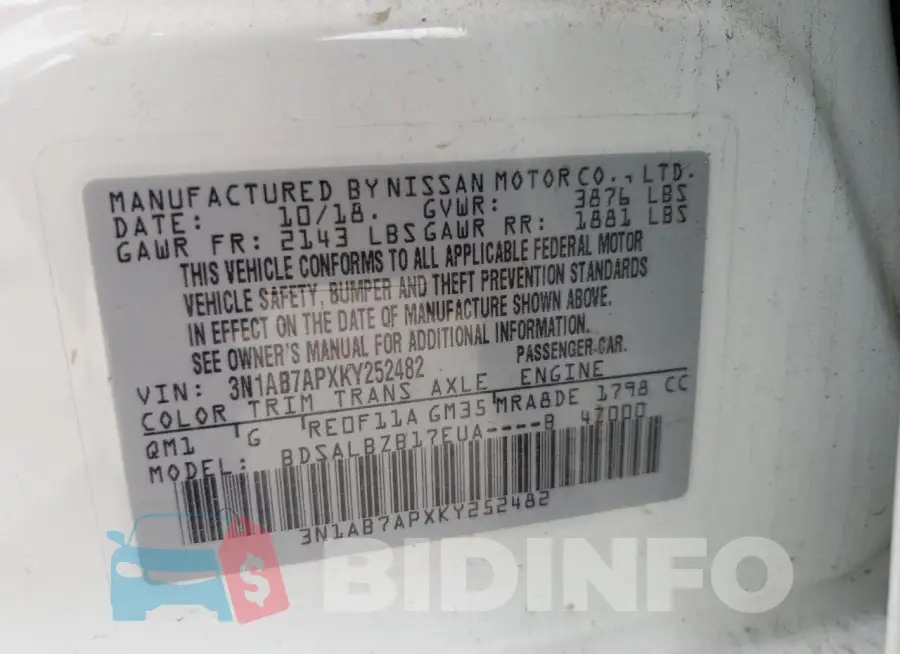 3N1AB7APXKY252482 Photo# 13