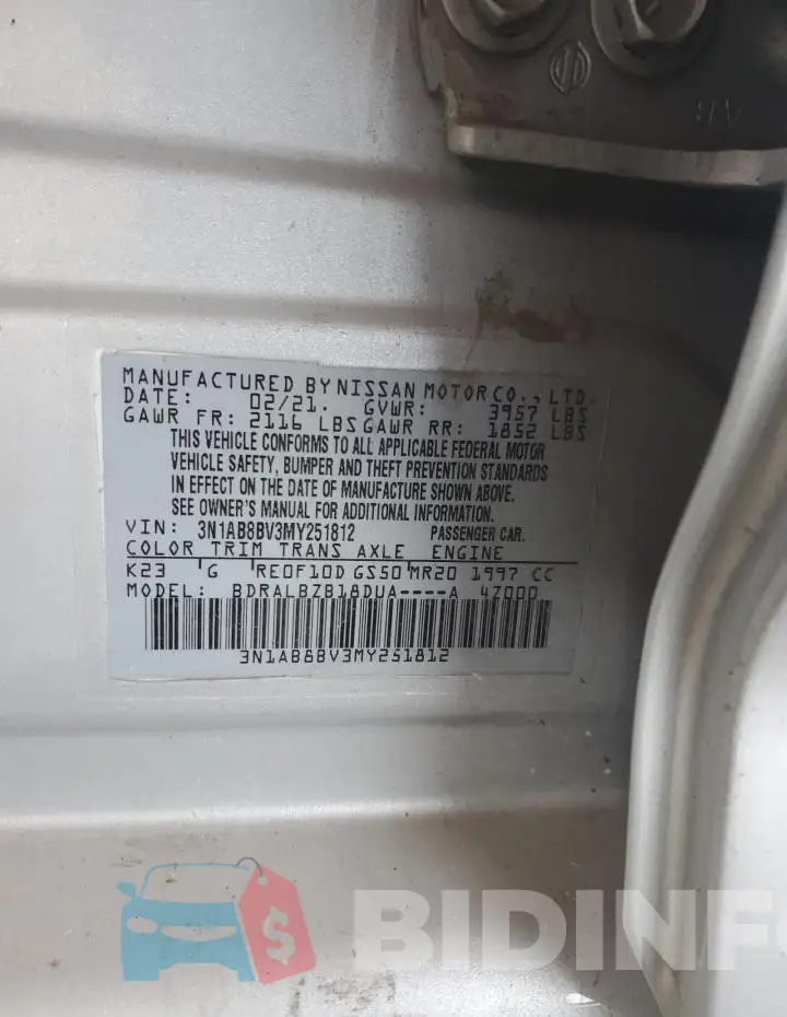 3N1AB8BV3MY251812 Photo# 12