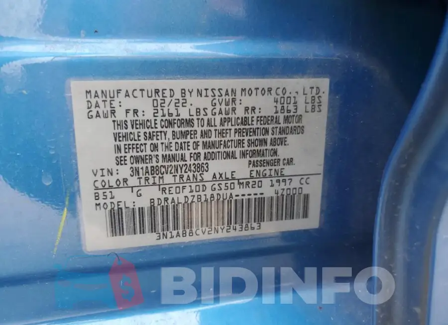 3N1AB8CV2NY243863 Photo# 12