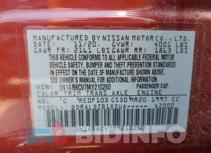 3N1AB8CV7MY210260 Photo# 12