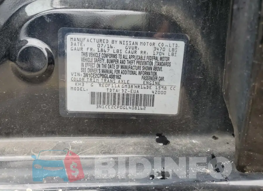 3N1CE2CP0GL408162 Photo# 12