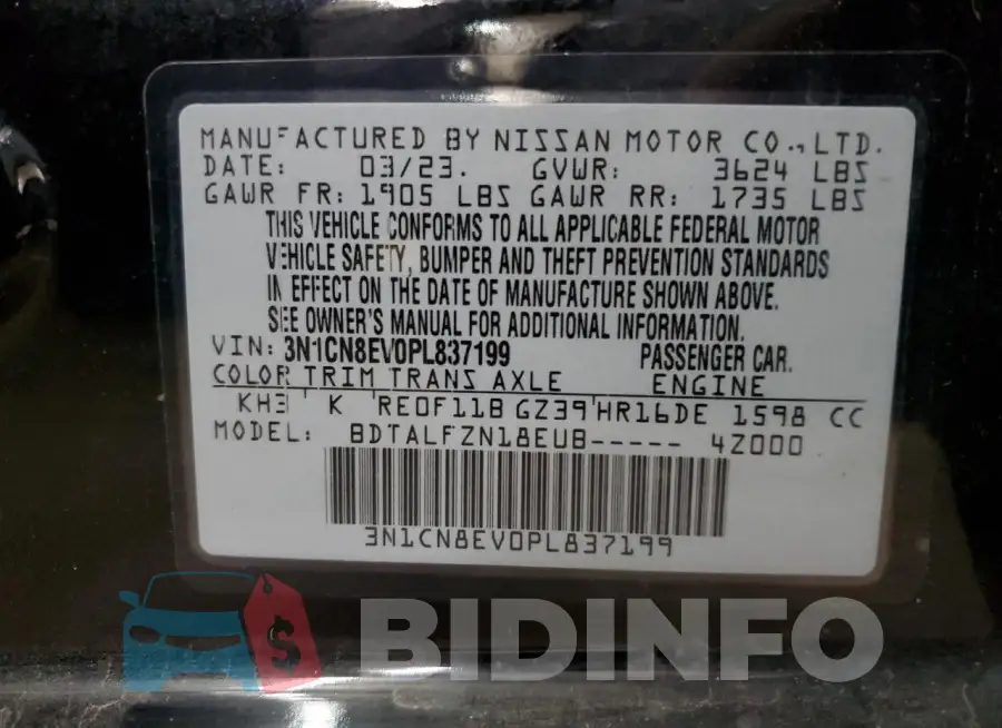 3N1CN8EV0PL837199 Photo# 12