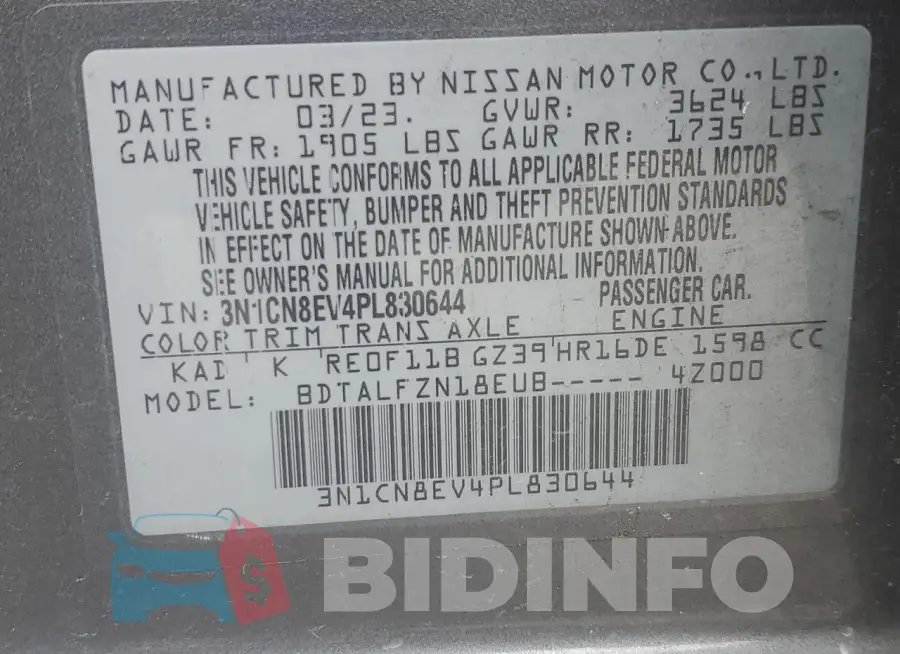 3N1CN8EV4PL830644 Photo# 13