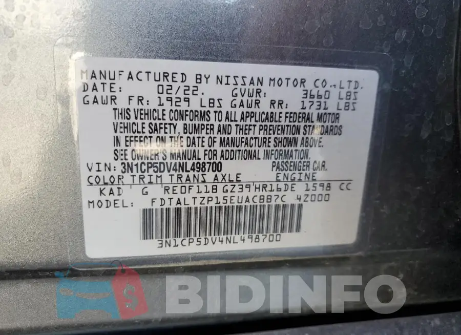 3N1CP5DV4NL498700 Photo# 14
