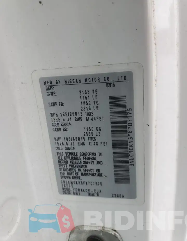 3N6CM0KN5FK707975 Photo# 12