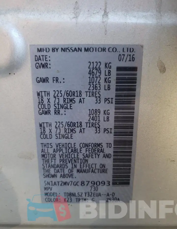 5N1AT2MV7GC879093 Photo# 13