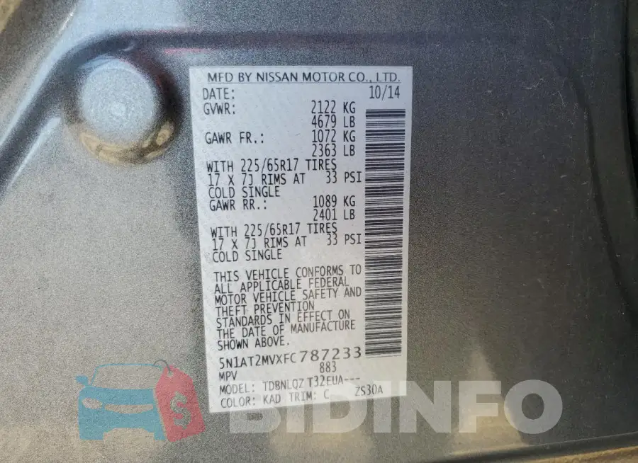 5N1AT2MVXFC787233 Photo# 13