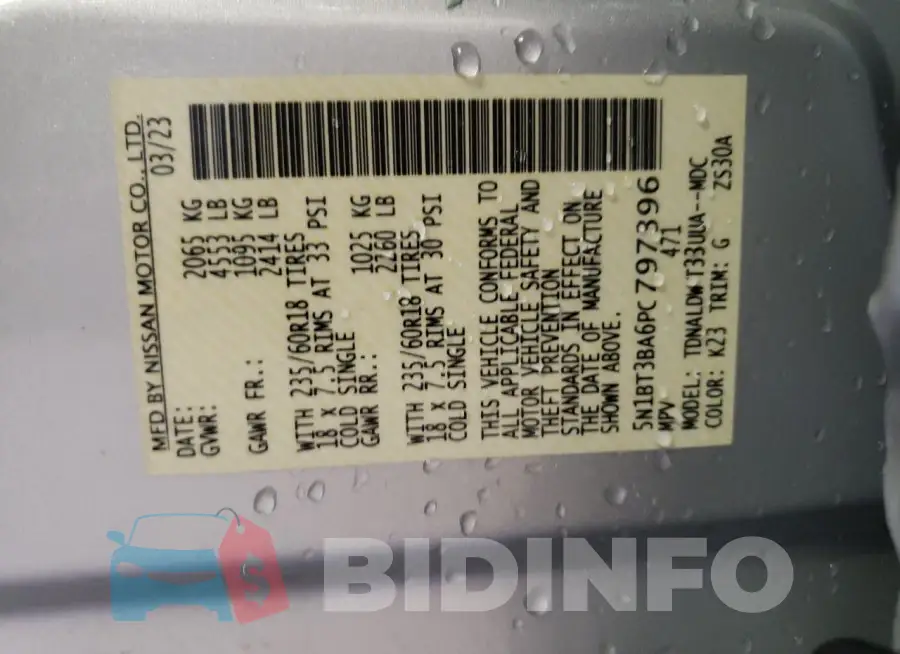 5N1BT3BA6PC797396 Photo# 13