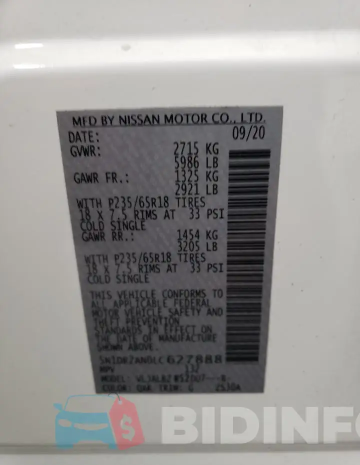 5N1DR2AN0LC627888 Photo# 13