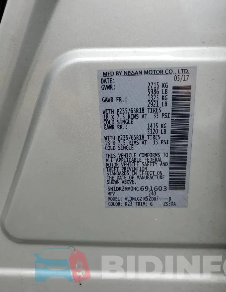 5N1DR2MM0HC691603 Photo# 13