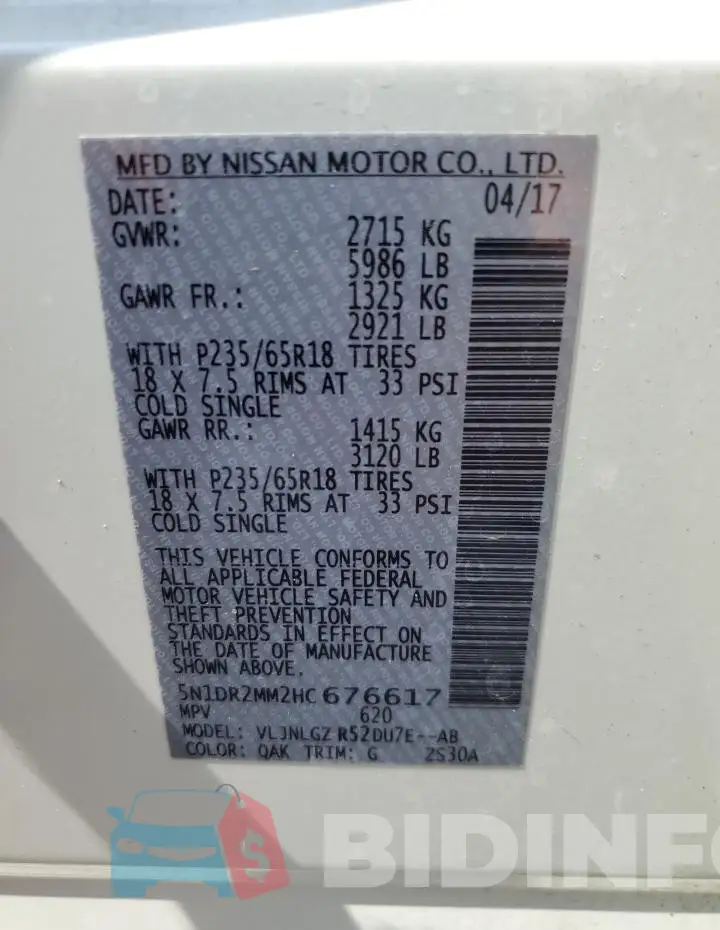 5N1DR2MM2HC676617 Photo# 13