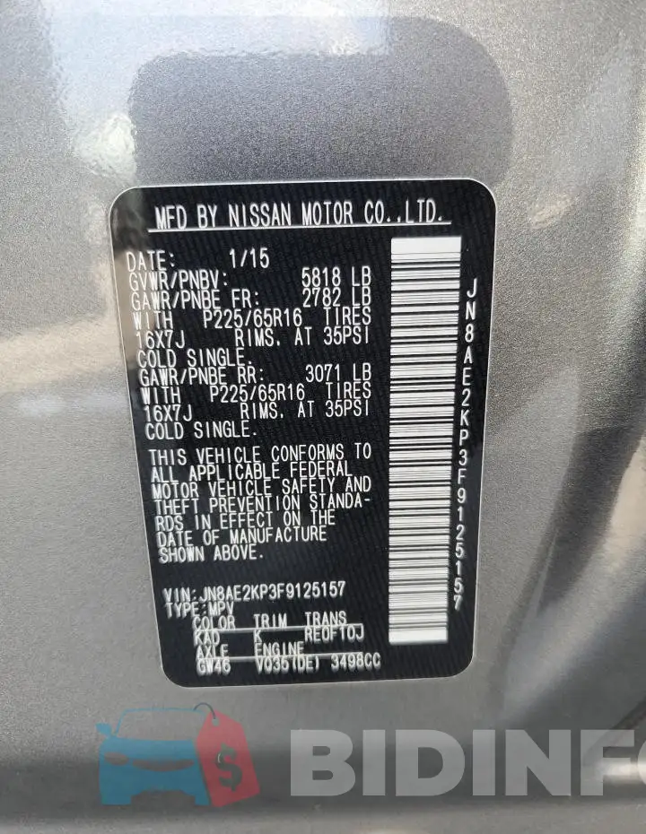 JN8AE2KP3F9125157 Photo# 13