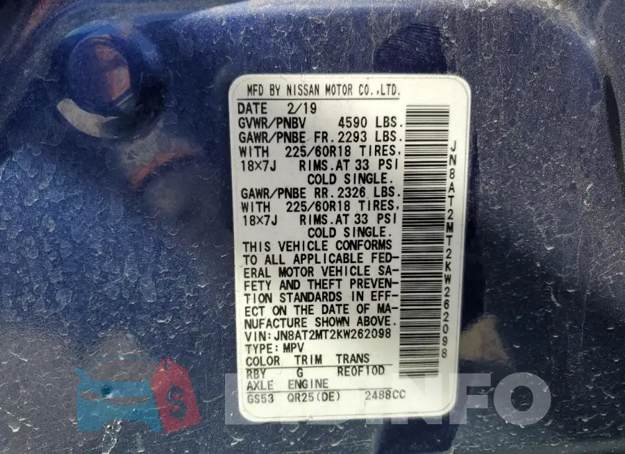 JN8AT2MT2KW262098 Photo# 13