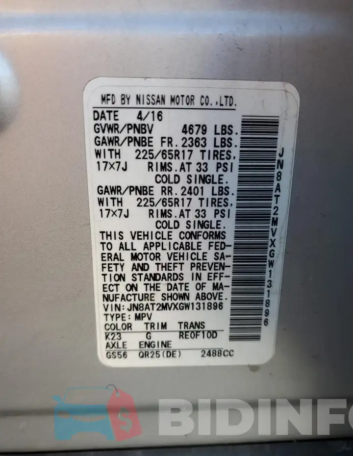 JN8AT2MVXGW131896 Photo# 13