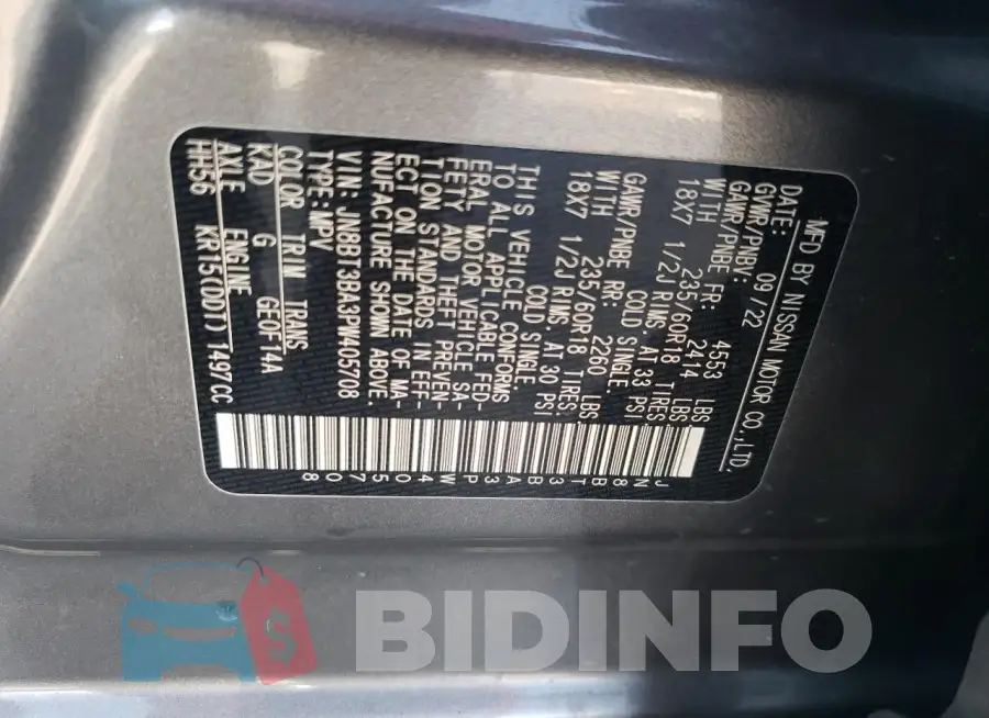 JN8BT3BA3PW405708 Photo# 14