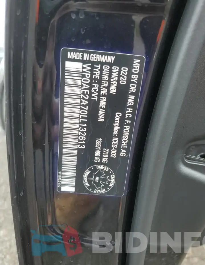 WP0AE2A70LL132613 Photo# 12