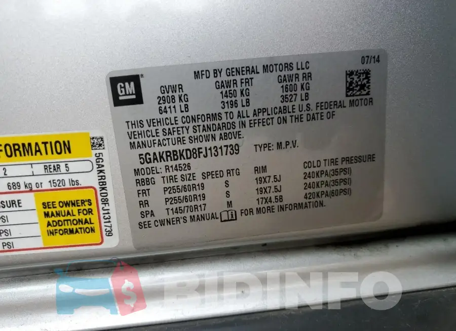 5GAKRBKD8FJ131739 Photo# 14