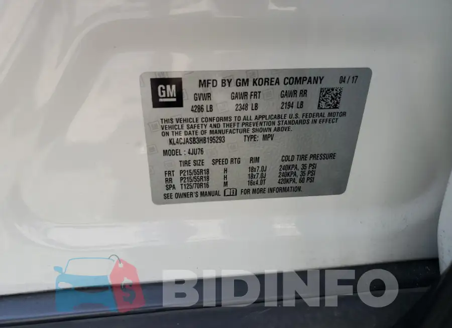 KL4CJASB3HB195293 Photo# 13