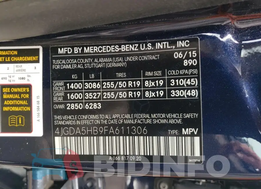 4JGDA5HB9FA611306 Photo# 13