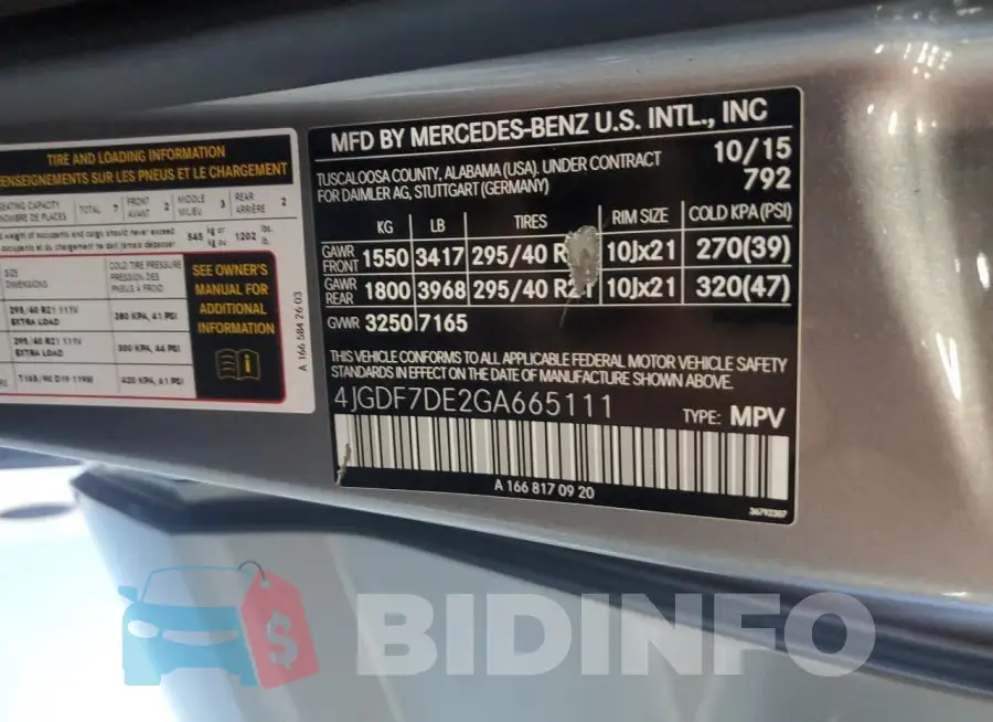4JGDF7DE2GA665111 Photo# 13