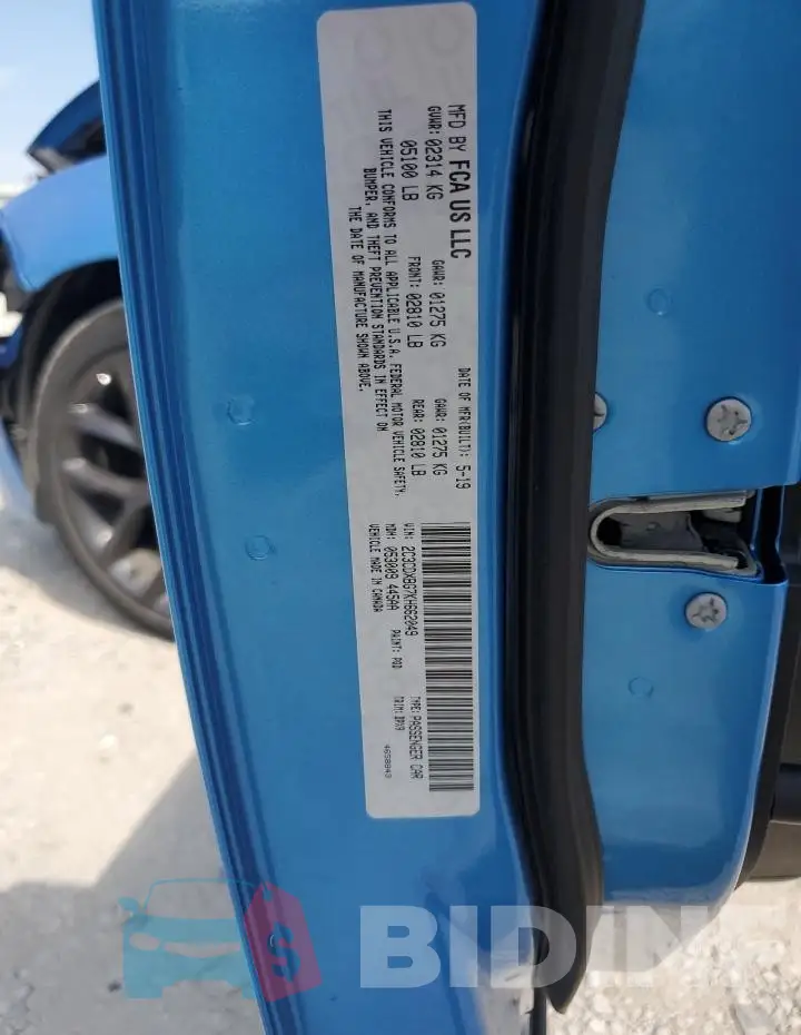 2C3CDXBG7KH662049 Photo# 12
