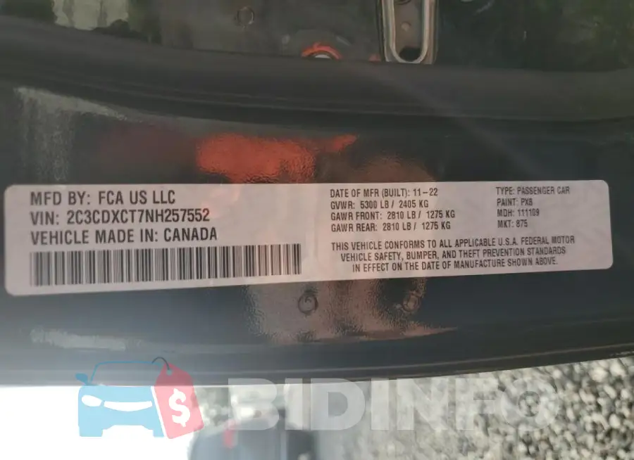 2C3CDXCT7NH257552 Photo# 13