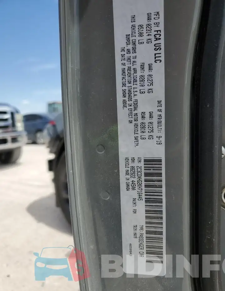 2C3CDXHG2KH716445 Photo# 13