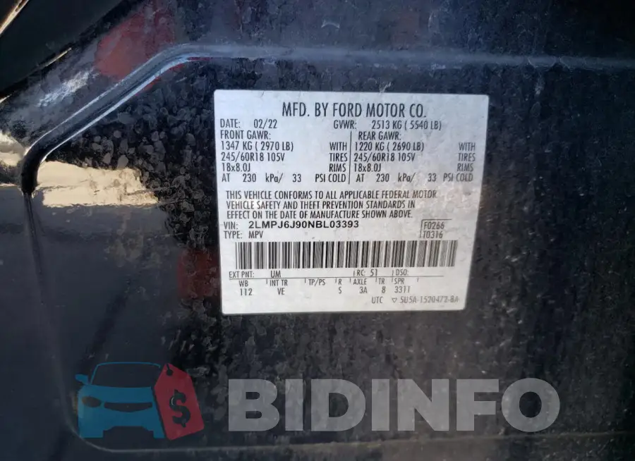 2LMPJ6J90NBL03393 Photo# 14