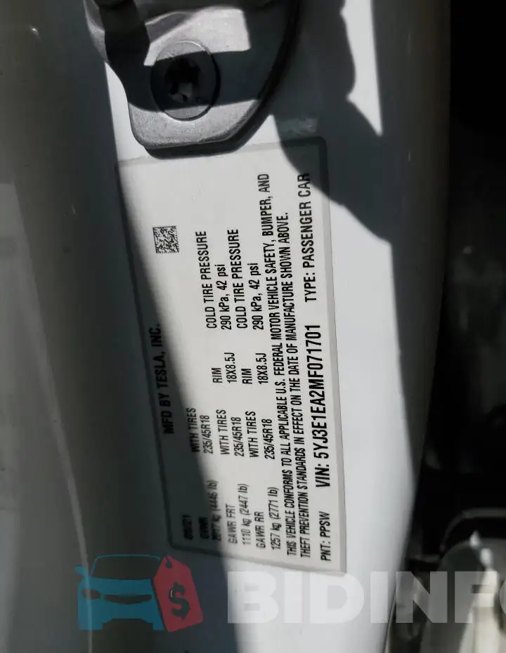 5YJ3E1EA2MF071701 Photo# 12