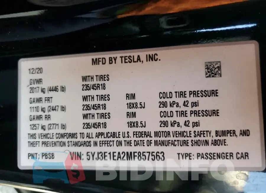 5YJ3E1EA2MF857563 Photo# 12