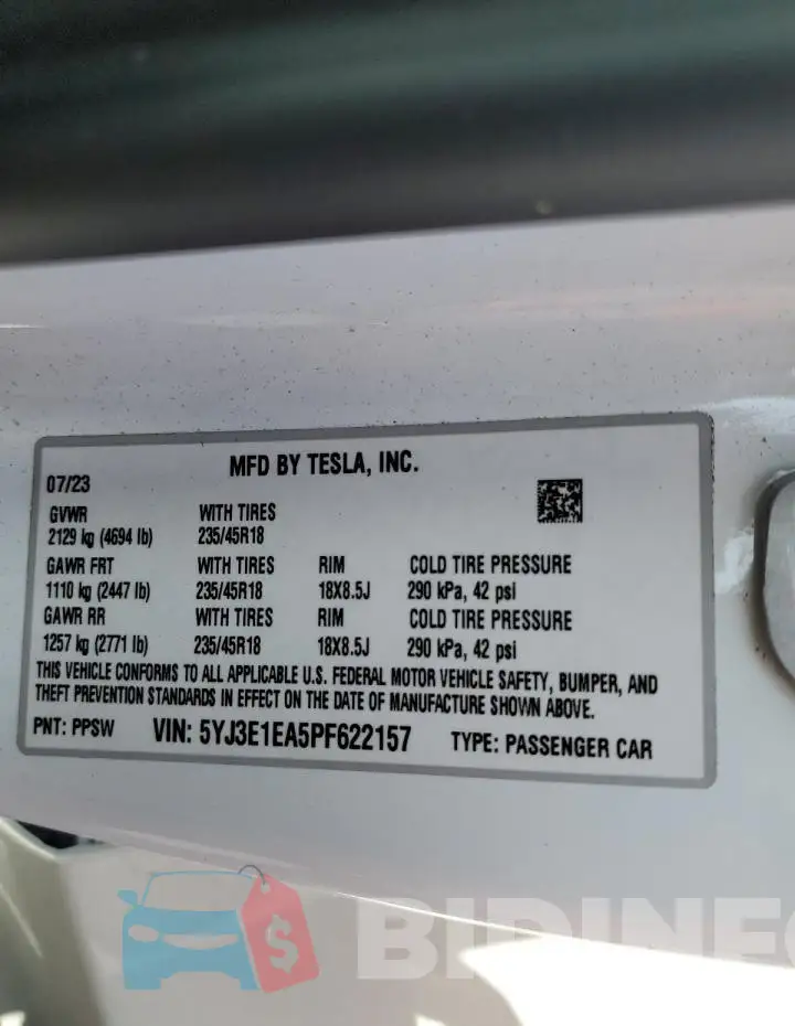 5YJ3E1EA5PF622157 Photo# 12