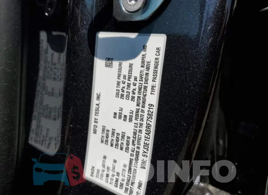 5YJ3E1EA8RF758219 Photo# 12