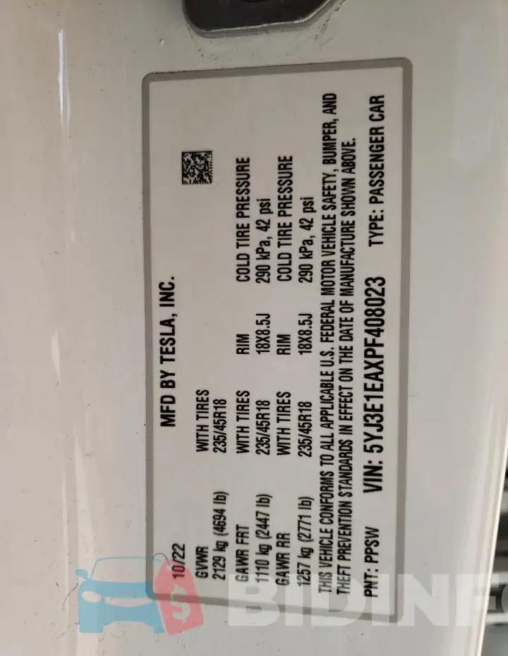 5YJ3E1EAXPF408023 Photo# 13