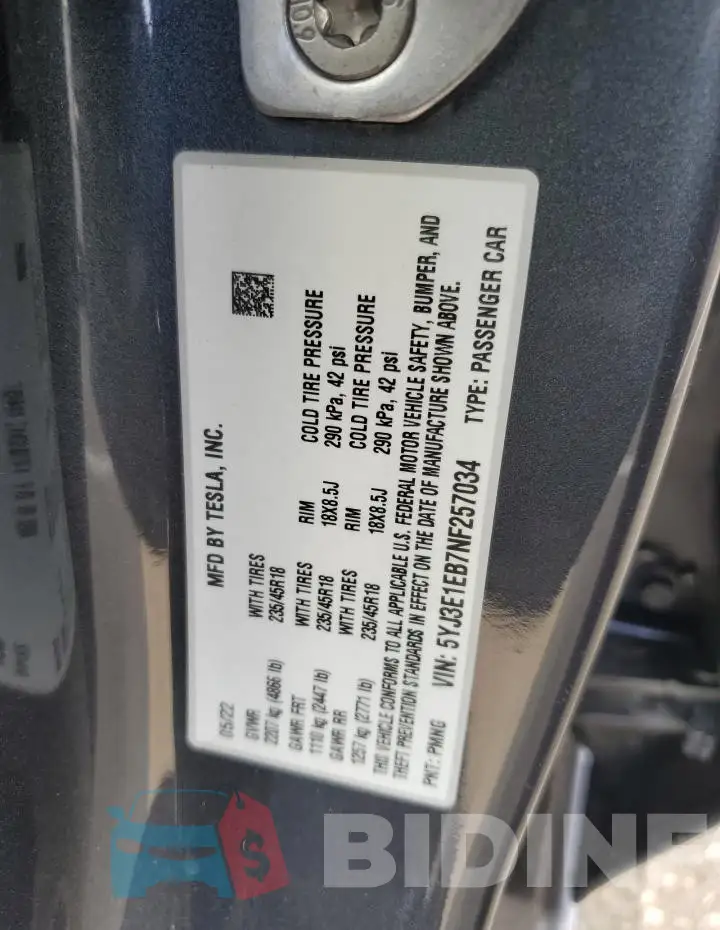 5YJ3E1EB7NF257034 Photo# 12