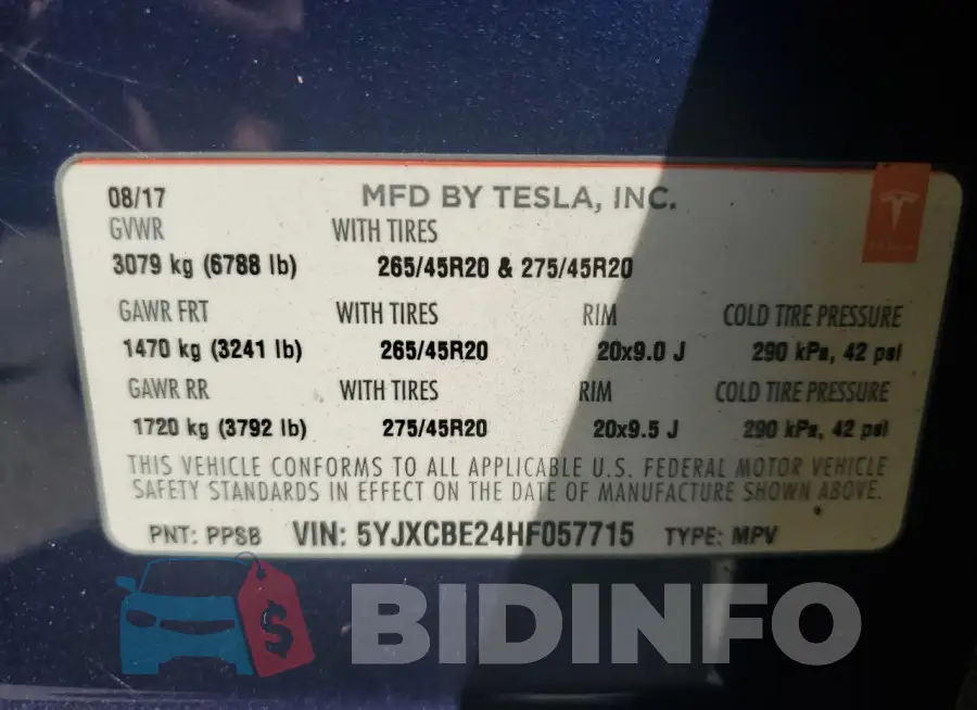 5YJXCBE24HF057715 Photo# 13