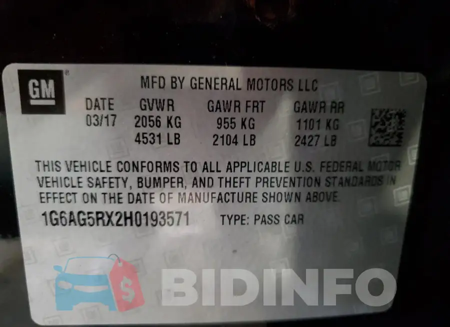 1G6AG5RX2H0193571 Photo# 13