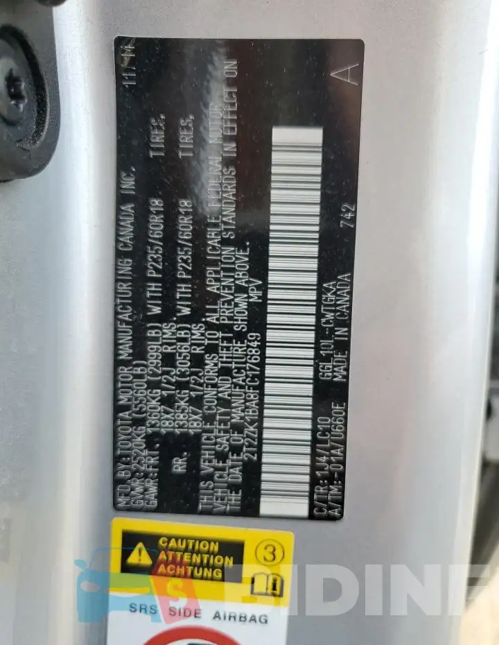 2T2ZK1BA8FC176849 Photo# 12