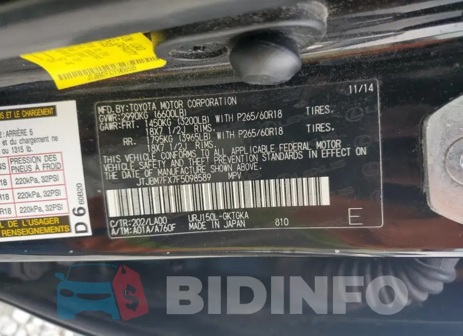 JTJBM7FX7F5098589 Photo# 14