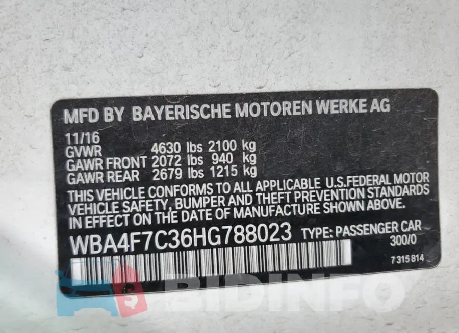 WBA4F7C36HG788023 Photo# 12