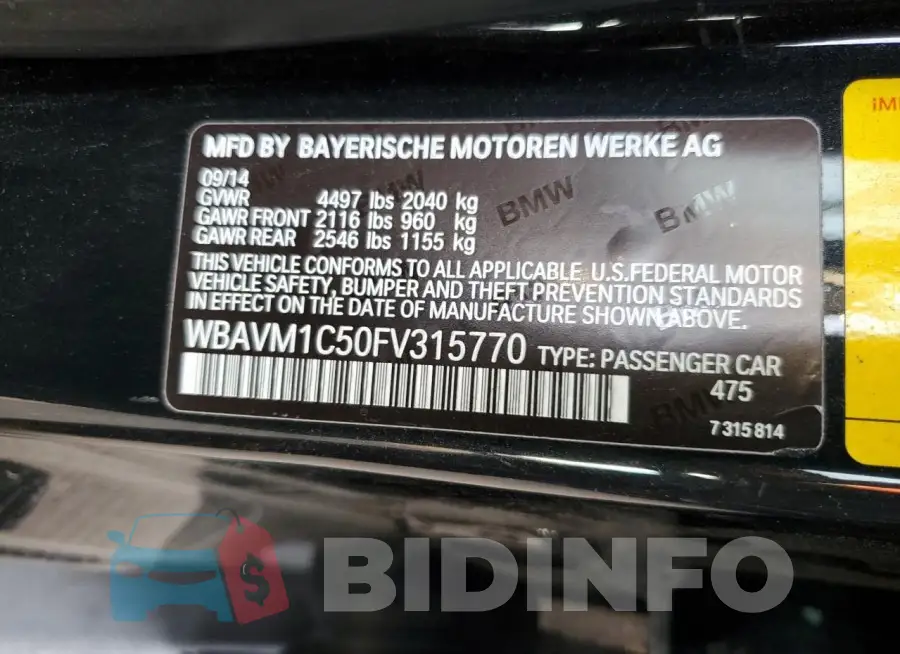 WBAVM1C50FV315770 Photo# 13