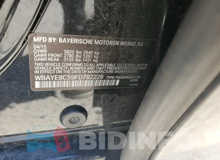 WBAYE8C59FD782226 Photo# 12