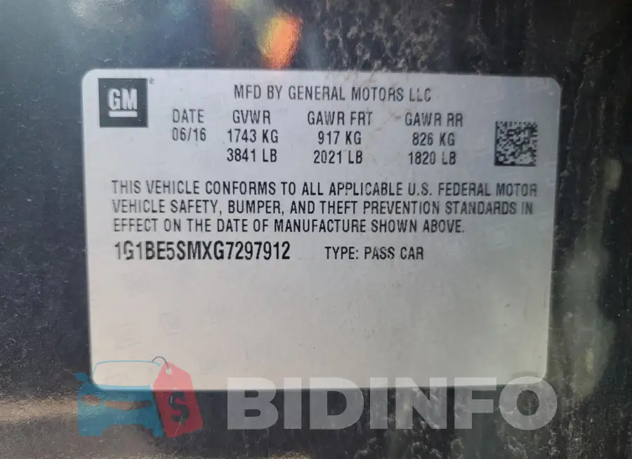 1G1BE5SMXG7297912 Photo# 12