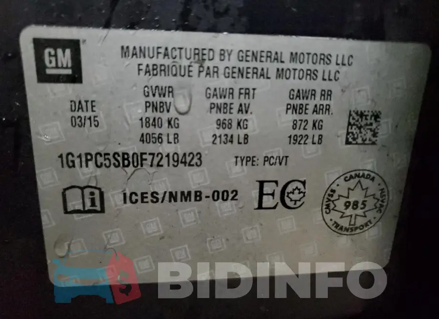 1G1PC5SB0F7219423 Photo# 12